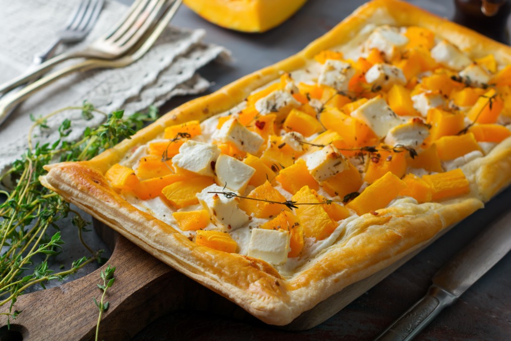 Tarte à la courge butternut végétarienne à la feta et au thym